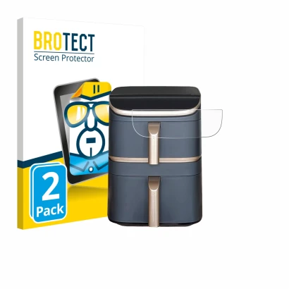 Vorderseite einer Produktverpackung mit dem Markenlogo BROTECT. Daneben ist das Gerät Cosori Turbo Tower Pro mit dem zugehörig