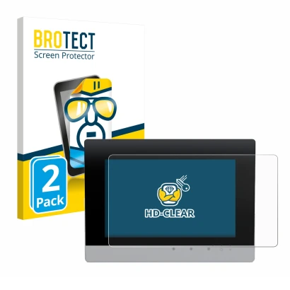 Vorderseite einer Produktverpackung mit dem Markenlogo BROTECT. Daneben ist das Gerät WAGO Control Panel Touch Panel 600 mit d