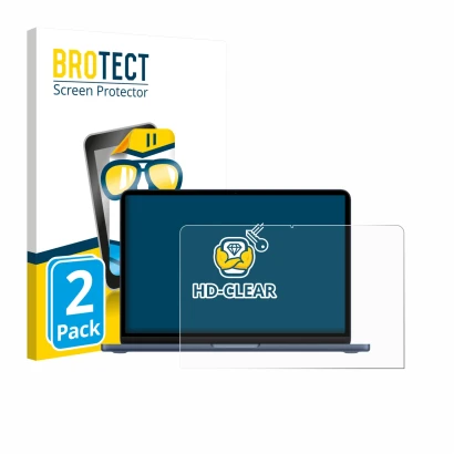 Vorderseite einer Produktverpackung mit dem Markenlogo BROTECT. Daneben ist das Gerät Apple MacBook Neo 13" 2026 mit dem zugeh