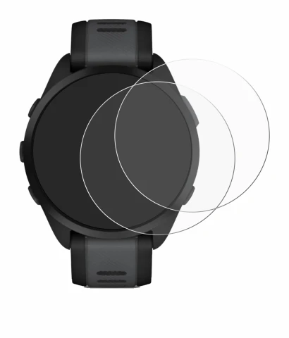 Abbildung des Geräts Garmin Forerunner 165 Music mit einer Vielzahl des Displayschutzes.