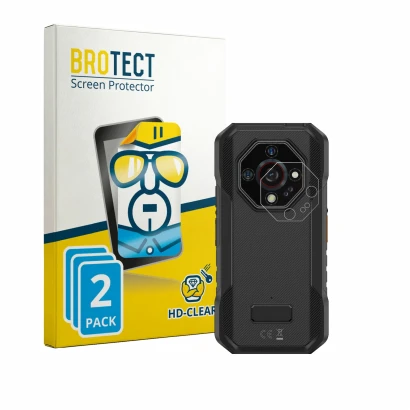 Vorderseite einer Produktverpackung mit dem Markenlogo BROTECT. Daneben ist das Gerät Ulefone Armor X32 Pro (NUR Kameraschutz)