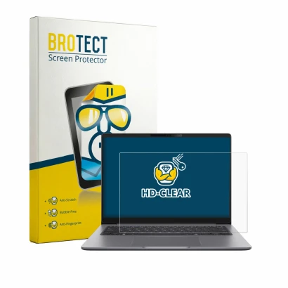 Vorderseite einer Produktverpackung mit dem Markenlogo BROTECT. Daneben ist das Gerät ASUS ExpertBook PM3 mit dem zugehörigen