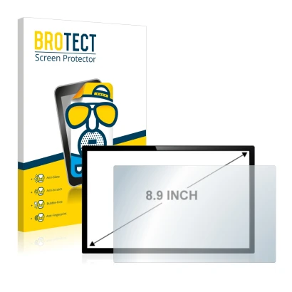 Vorderseite einer Produktverpackung mit dem Markenlogo BROTECT. Daneben ist das Gerät mit dem zugehörigen Displayschutz abgebi