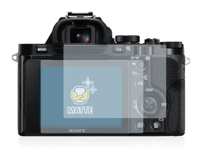 Abbildung des Geräts Sony Alpha 7S mit einer Vielzahl des Displayschutzes.