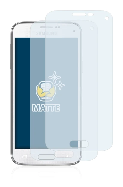 Abbildung des Geräts Samsung Galaxy S5 Mini SM-G800 mit einer Vielzahl des Displayschutzes.