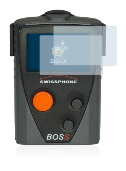 Abbildung des Geräts Swissphone Boss 910 mit einer Vielzahl des Displayschutzes.