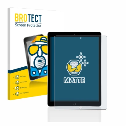 Vorderseite einer Produktverpackung mit dem Markenlogo BROTECT. Daneben ist das Gerät Apple iPad Pro 12.9" 2015 mit dem zugehö