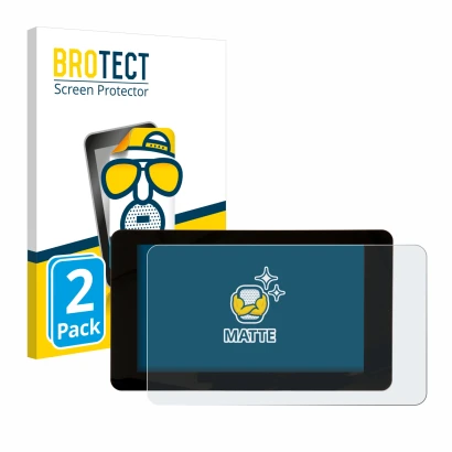 Vorderseite einer Produktverpackung mit dem Markenlogo BROTECT. Daneben ist das Gerät Raspberry Pi Touchscreen 7" mit dem zuge