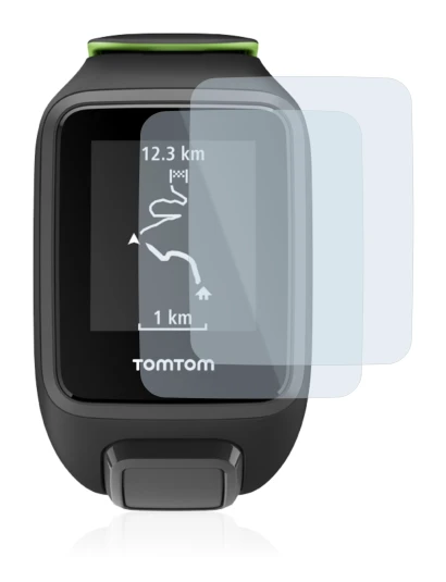 Abbildung des Geräts TomTom Runner 3 mit einer Vielzahl des Displayschutzes.