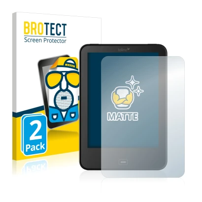 Vorderseite einer Produktverpackung mit dem Markenlogo BROTECT. Daneben ist das Gerät Tolino Vision 4 HD mit dem zugehörigen D