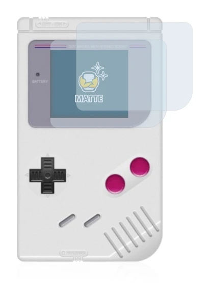 Abbildung des Geräts Nintendo Gameboy (1989) mit einer Vielzahl des Displayschutzes.