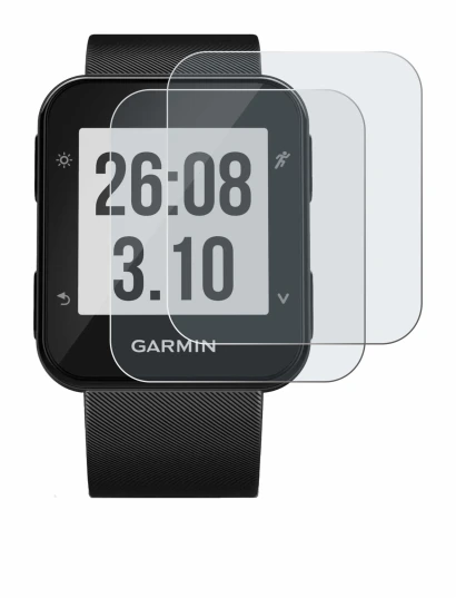 Abbildung des Geräts Garmin Forerunner 30 mit einer Vielzahl des Displayschutzes.
