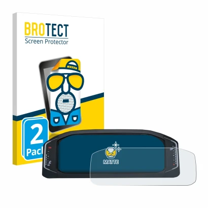 Vorderseite einer Produktverpackung mit dem Markenlogo BROTECT. Daneben ist das Gerät Volkswagen Active Info Display T-Roc mit