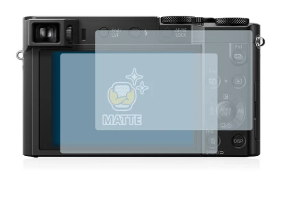 Abbildung des Geräts Panasonic Lumix DMC-TZ100 mit einer Vielzahl des Displayschutzes.