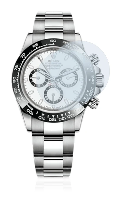 Abbildung des Geräts Rolex Cosmograph Daytona (40 mm) mit einer Vielzahl des Displayschutzes.