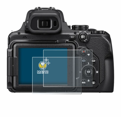 Abbildung des Geräts Nikon Coolpix P1000 mit einer Vielzahl des Displayschutzes.