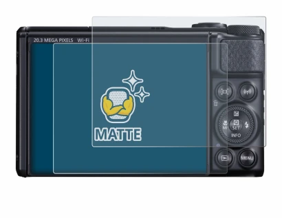 Abbildung des Geräts Canon PowerShot SX740 HS mit einer Vielzahl des Displayschutzes.