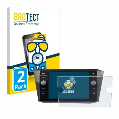 Vorderseite einer Produktverpackung mit dem Markenlogo BROTECT. Daneben ist das Gerät Volkswagen Tiguan Discover Media 8" 2017