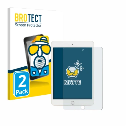 Vorderseite einer Produktverpackung mit dem Markenlogo BROTECT. Daneben ist das Gerät Apple iPad Mini 5 2019 (5. Gen.) mit dem