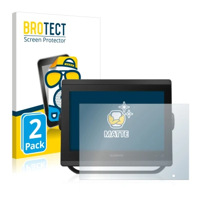 Vorderseite einer Produktverpackung mit dem Markenlogo BROTECT. Daneben ist das Gerät Garmin GPSMAP 8410xsv mit dem zugehörige