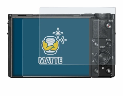 Abbildung des Geräts Sony Cyber-Shot DSC-RX100 VII mit einer Vielzahl des Displayschutzes.
