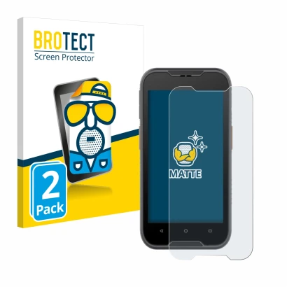 Vorderseite einer Produktverpackung mit dem Markenlogo BROTECT. Daneben ist das Gerät Datalogic Memor 10 mit dem zugehörigen D