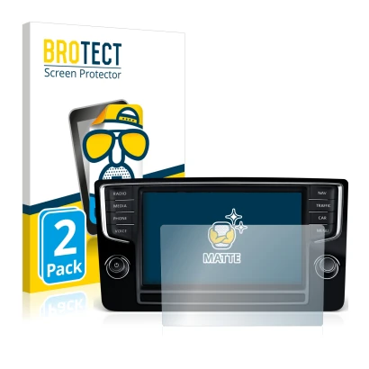 Vorderseite einer Produktverpackung mit dem Markenlogo BROTECT. Daneben ist das Gerät Volkswagen Golf Sportsvan 2015 Discover 