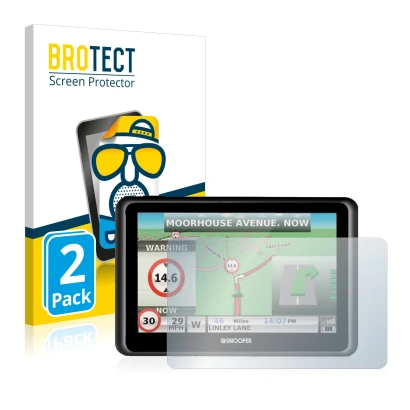 Vorderseite einer Produktverpackung mit dem Markenlogo BROTECT. Daneben ist das Gerät Snooper Truckmate S6900 mit dem zugehöri