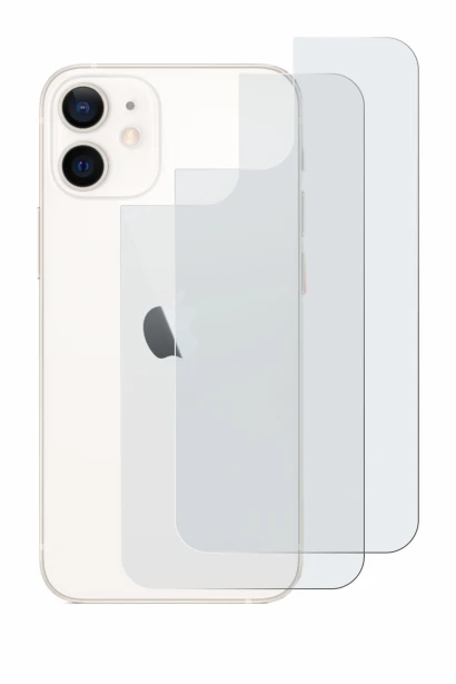 Abbildung des Geräts Apple iPhone 12 mini (Rückseite) mit einer Vielzahl des Displayschutzes.