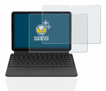 Abbildung des Geräts Lenovo IdeaPad Duet Chromebook 10.1" (im Querformat) mit einer Vielzahl des Displayschutzes.