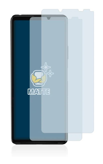 Abbildung des Geräts Sony Xperia 10 III mit einer Vielzahl des Displayschutzes.