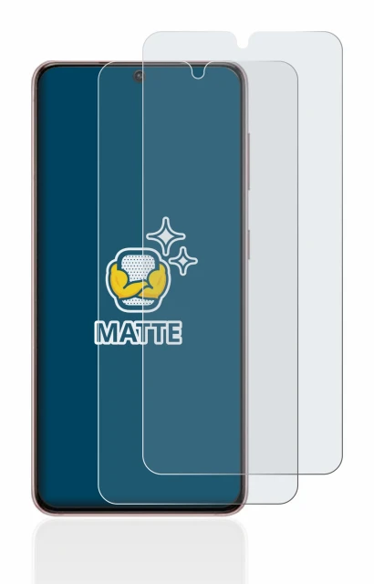 Abbildung des Geräts Samsung Galaxy S21 mit einer Vielzahl des Displayschutzes.