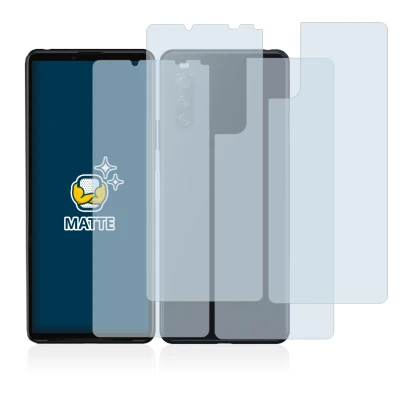 Abbildung des Geräts Sony Xperia 10 III (Display+Rückseite) mit einer Vielzahl des Displayschutzes.