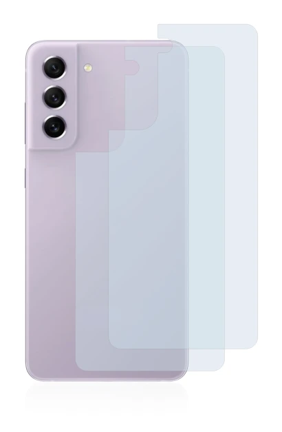 Abbildung des Geräts Samsung Galaxy S21 FE 5G (Rückseite) mit einer Vielzahl des Displayschutzes.