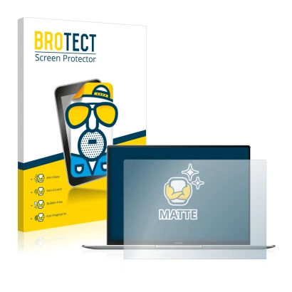 Vorderseite einer Produktverpackung mit dem Markenlogo BROTECT. Daneben ist das Gerät Huawei MateBook X Pro 2021 mit dem zugeh