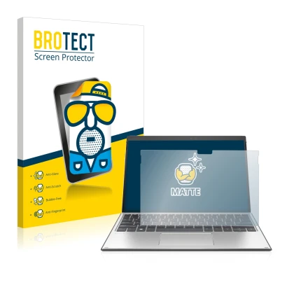 Vorderseite einer Produktverpackung mit dem Markenlogo BROTECT. Daneben ist das Gerät HP Elite x2 G8 mit dem zugehörigen Displ