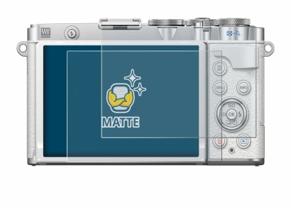 Abbildung des Geräts Olympus PEN E-P7 mit einer Vielzahl des Displayschutzes.