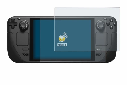 Abbildung des Geräts Valve Steam Deck mit einer Vielzahl des Displayschutzes.