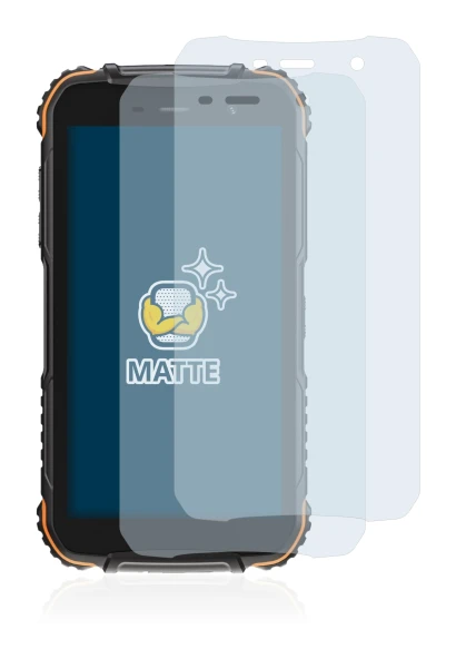 Abbildung des Geräts Doogee S35T mit einer Vielzahl des Displayschutzes.