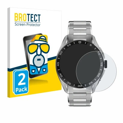 Vorderseite einer Produktverpackung mit dem Markenlogo BROTECT. Daneben ist das Gerät TAG Heuer Connected Calibre E4 (45 mm) m