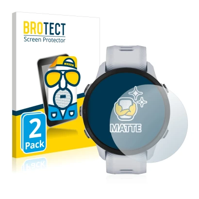 Vorderseite einer Produktverpackung mit dem Markenlogo BROTECT. Daneben ist das Gerät Garmin Forerunner 955 mit dem zugehörige