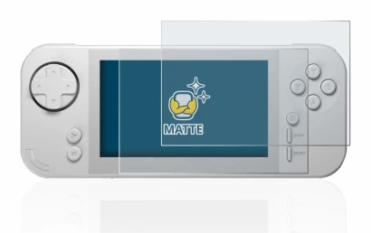 Abbildung des Geräts Evercade EXP mit einer Vielzahl des Displayschutzes.