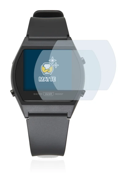 Abbildung des Geräts Casio LW-204-1BEF mit einer Vielzahl des Displayschutzes.