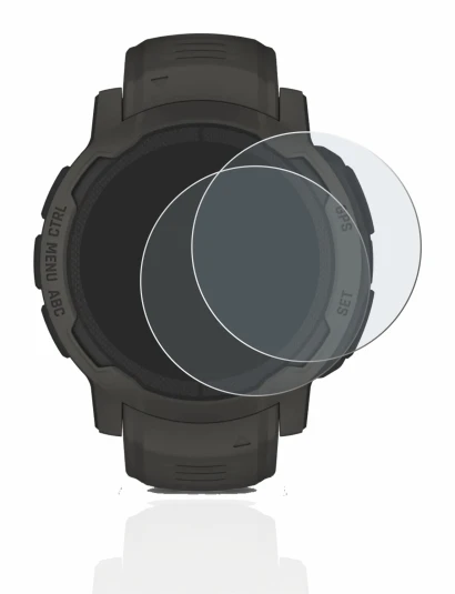 Abbildung des Geräts Garmin Instinct 2 Solar mit einer Vielzahl des Displayschutzes.
