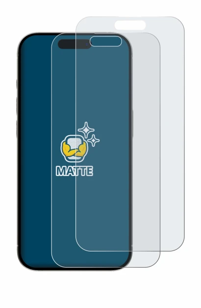 Abbildung des Geräts Apple iPhone 15 Pro Max mit einer Vielzahl des Displayschutzes.