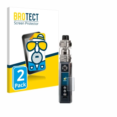 Vorderseite einer Produktverpackung mit dem Markenlogo BROTECT. Daneben ist das Gerät Voopoo Drag M100S mit dem zugehörigen Di