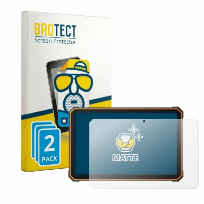 Vorderseite einer Produktverpackung mit dem Markenlogo BROTECT. Daneben ist das Gerät Blackview Active 8 Pro 10.36" mit dem zu