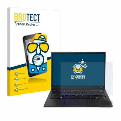 Vorderseite einer Produktverpackung mit dem Markenlogo BROTECT. Daneben ist das Gerät Lenovo ThinkPad X1 Carbon 14