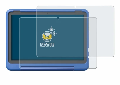 Abbildung des Geräts Amazon Fire HD 10 Kids Pro 2023 mit einer Vielzahl des Displayschutzes.