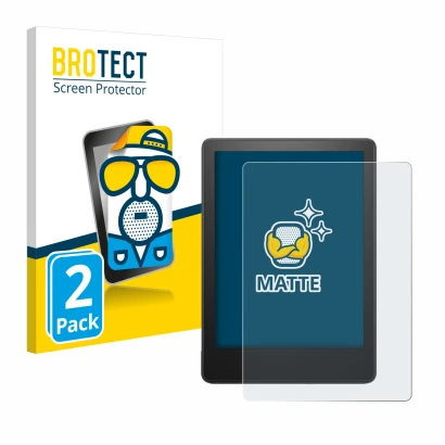 Vorderseite einer Produktverpackung mit dem Markenlogo BROTECT. Daneben ist das Gerät Amazon Kindle Paperwhite 2023 (11. Gen.)